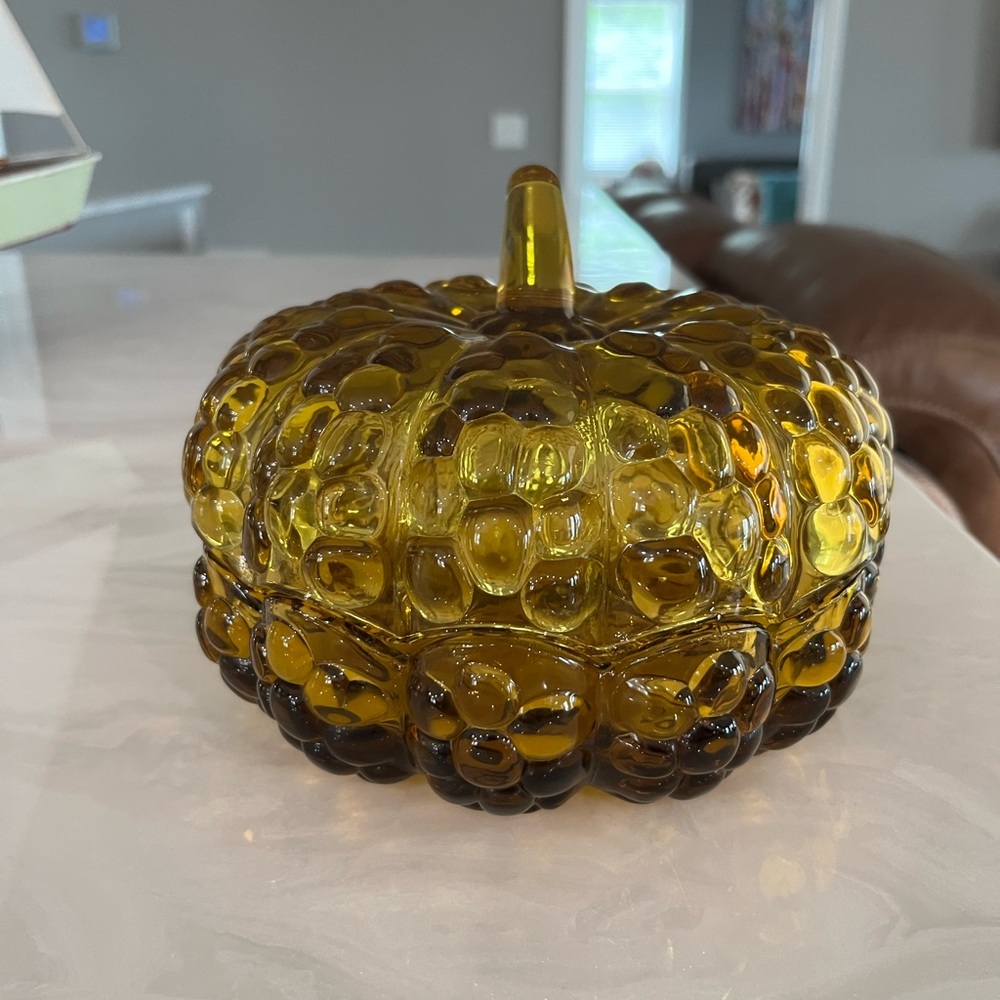 Cracker Barrel Amber glass 2 piece candy dish - Picture 4 of 13